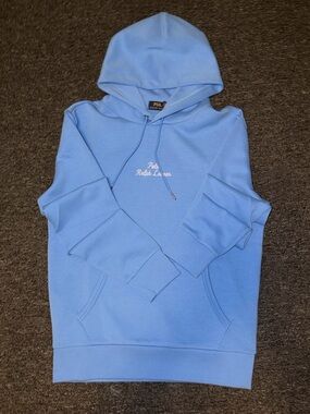 Ralph Lauren Blue Pullover Hoodie with Yellow Polo Tag